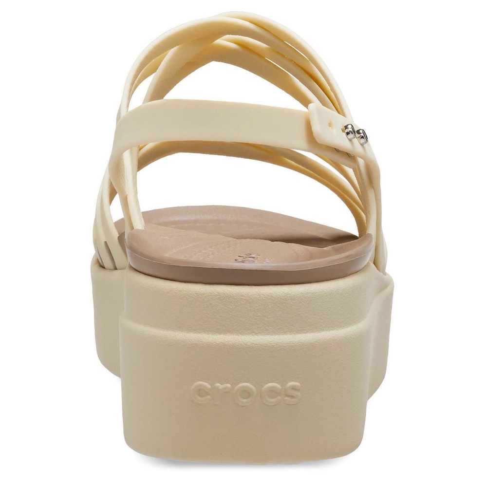 CROCS WOMEN'S BROOKLYN LOW STRAPPY WEDGES SANDAL, BONE, NUMERIC_9 - Picture 4 of 6